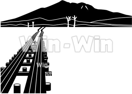 木道のシルエット素材 W-014681