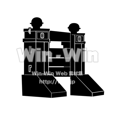 川崎河港水門のシルエット素材 W-014779