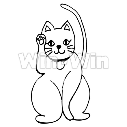 招き猫のシルエット素材 W-015208