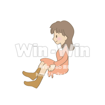 座っている女の子　イラストのCG・イラスト素材 W-015936