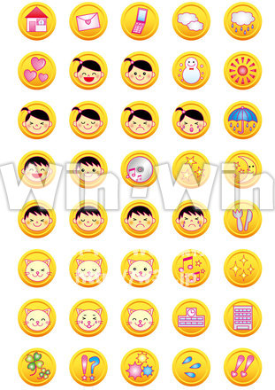 モバイル絵文字アイコンセットのCG・イラスト素材 W-014098