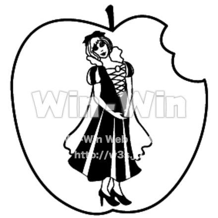 白雪姫イラスト-シルエットのシルエット素材 W-014277