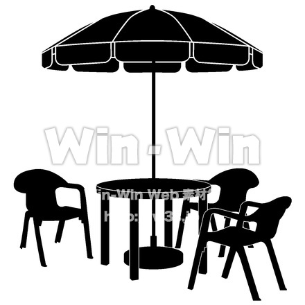 ビーチセットのシルエット素材 W-015330