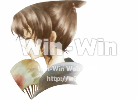 うちわ　浴衣の女性のCG・イラスト素材 W-014491