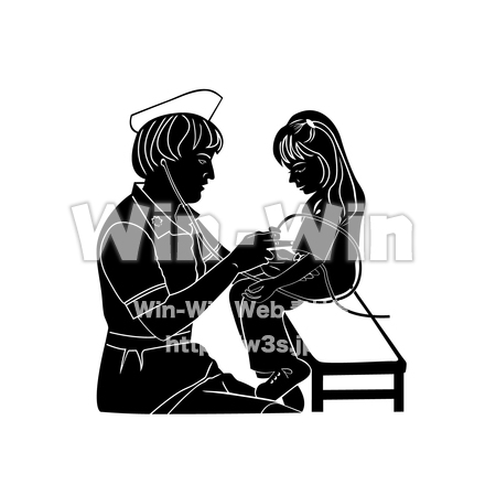子どもと看護婦のシルエット素材 W-014780