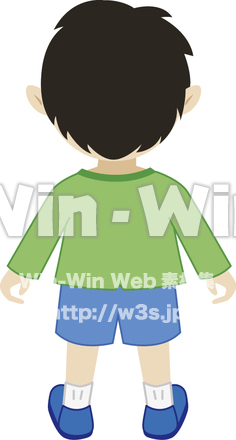 後ろ向きの小学生のCG・イラスト素材 W-015783