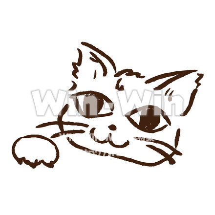 にんまり猫　シルエットのシルエット素材 W-015232