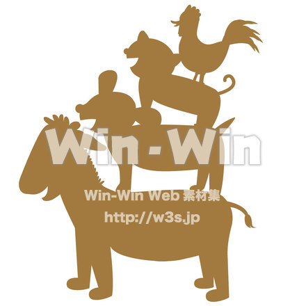 ブレーメンの音楽隊のシルエット素材 W-014004