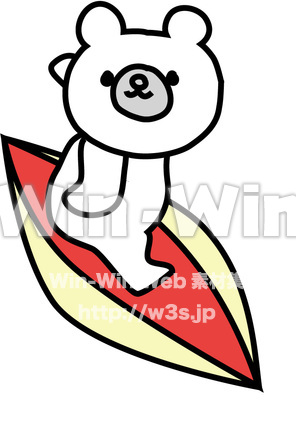 しろくま　サーフィンのCG・イラスト素材 W-014549