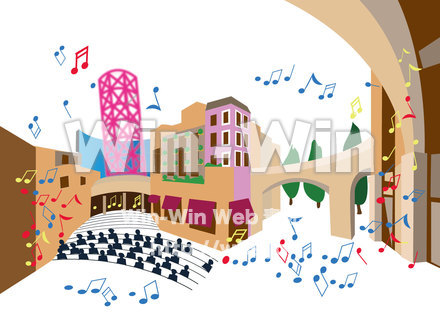 チネチッタ　音楽の町川崎の花火のCG・イラスト素材 W-014371