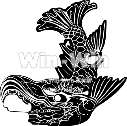 金のしゃちほこのシルエット素材 W-014085