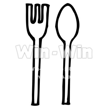 スプーンとフォークのシルエット素材 W-015812