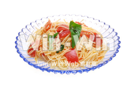 とまととバジルのカペッリーニの写真素材 W-015261