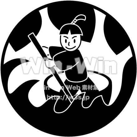 一寸法師（モノクロ）のシルエット素材 W-014264