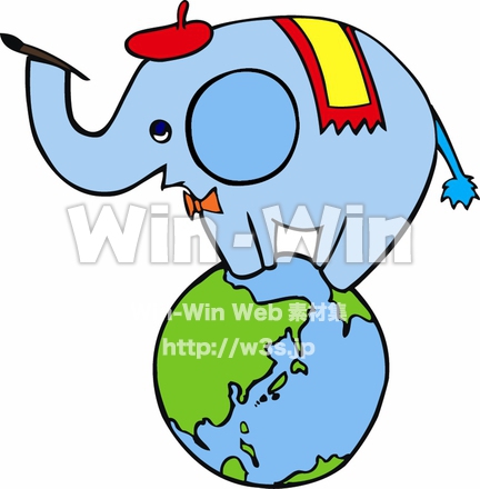 絵を描くゾウのCG・イラスト素材 W-015099