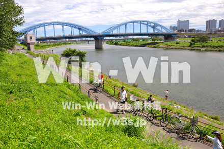 丸子橋と中原区の写真素材 W-014808