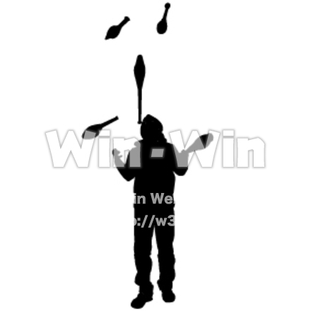 大道芸人　ジャグリングのシルエット素材 W-014140