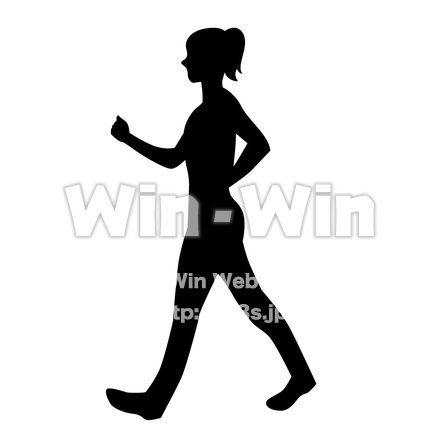 歩くのシルエット素材 W-014744