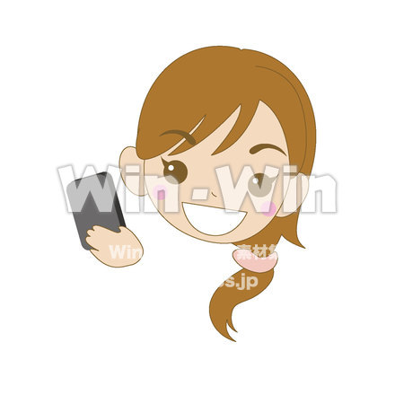 スマフォを持つ女性＿アップのCG・イラスト素材 W-015235