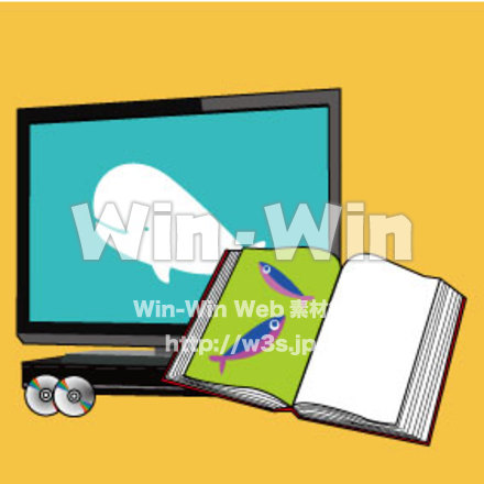 テレビとDVDと本のCG・イラスト素材 W-014223
