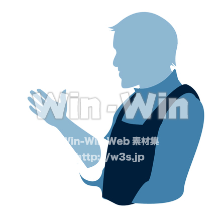 困っているor説明している店員のシルエット素材 W-014302