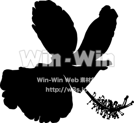 ハイビスカスのシルエット素材 W-014078
