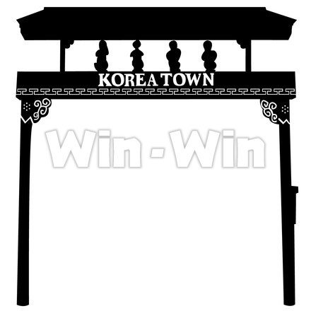 川崎コリアンタウン門のシルエット素材 W-017435