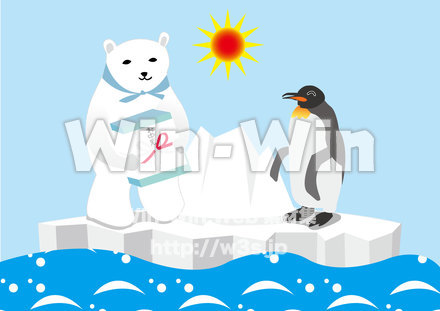 お中元　しろくまからペンギンへのCG・イラスト素材 W-017326