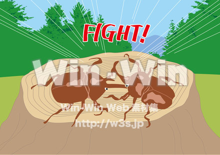 カブトムシ相撲のCG・イラスト素材 W-017548