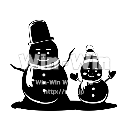 雪だるまのシルエット素材 W-017677