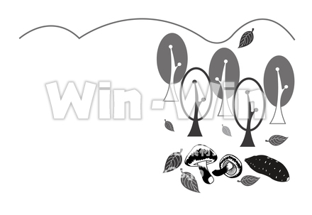 秋の風景のシルエット素材 W-017875