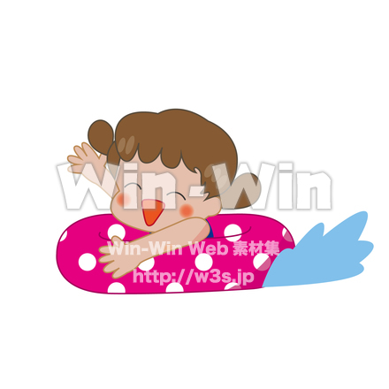 プールで遊ぶ女の子のCG・イラスト素材 W-016942