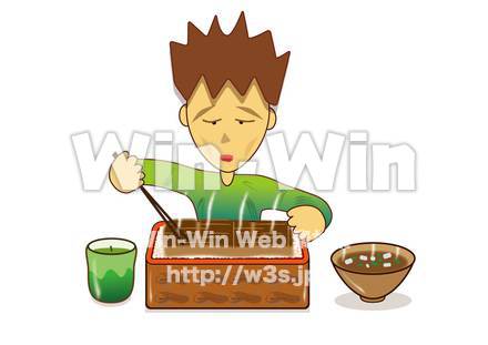 ウナギを食べるのCG・イラスト素材 W-016984