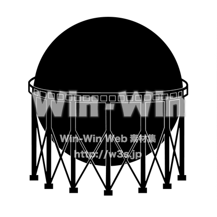 ガスタンクのシルエット素材 W-017711