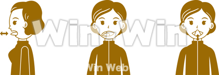 体操する女性（舌の運動）のCG・イラスト素材 W-016101