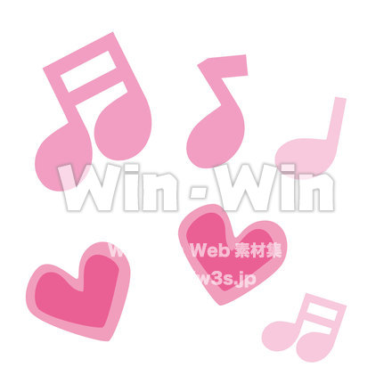 ハートと音符のCG・イラスト素材 W-016967