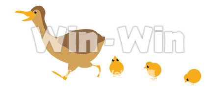 カルガモ親子のCG・イラスト素材 W-017270