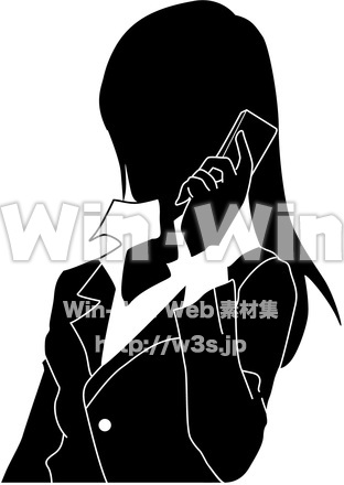 OL（電話中）のシルエット素材 W-016177