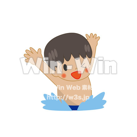 プールで遊ぶ男の子のCG・イラスト素材 W-016941