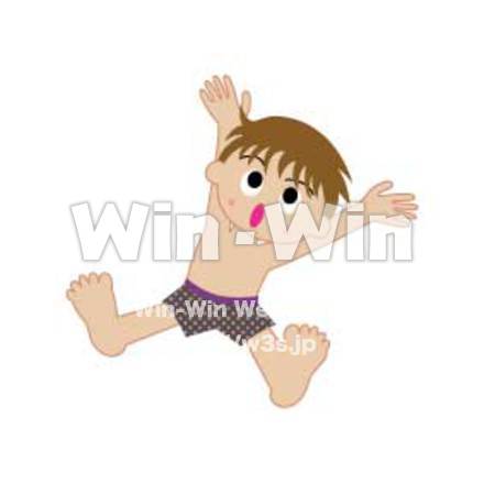 ダイブする少年のCG・イラスト素材 W-016874