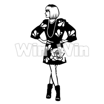 ワンピースを着た女性のシルエット素材 W-016098