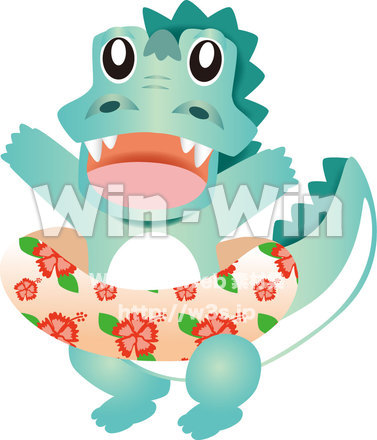 うきわのワニのCG・イラスト素材 W-016921