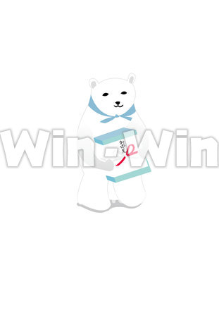 お中元をもってく白熊のCG・イラスト素材 W-017316