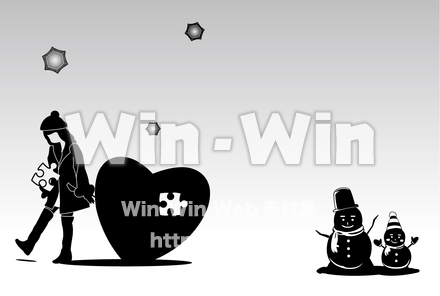 1月のイラストのシルエット素材 W-017679