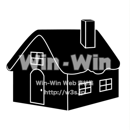 雪が積もった家のシルエット素材 W-017722