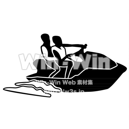 ジェットスキーのシルエット素材 W-016110