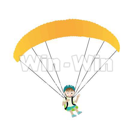 パラグライダーをする少年のCG・イラスト素材 W-016873