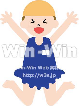 プールに飛び込む女の子のCG・イラスト素材 W-017254