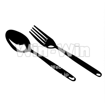 スプーン＆フォークのシルエット素材 W-017607