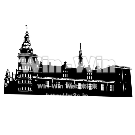 クロンボー城（デンマーク）のシルエット素材 W-017713